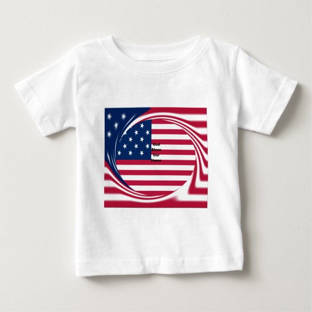 Välsigna dig vårt hem: USA flagga Swirl Art Tee Shirt (Framsida)