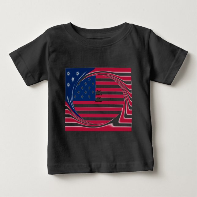 Välsigna dig vårt hem: USA flagga Swirl Art Tee Shirt (Framsida)