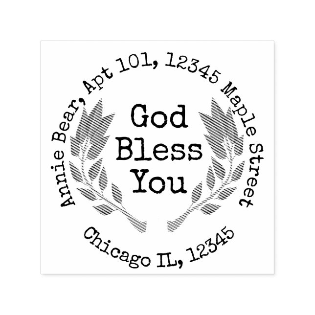 Välsigna dig You Bay Laurel med Returadress Självfärgande Stämpel (Design)