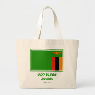 VÄLSIGNA DIG ZAMBIA Patriotic Zambian Flagga Jumbo Tygkasse