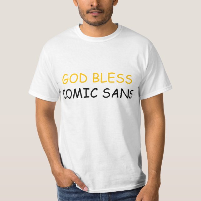 Välsigna digtecknad Sans Tee Shirt (Framsida)