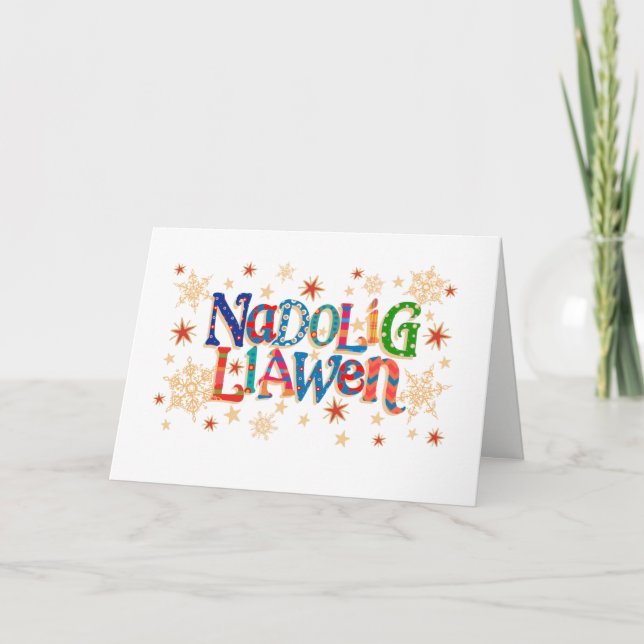 Välsigna jul Hälsning med stjärnor och Snöflingor Helgkort (Framsida)
