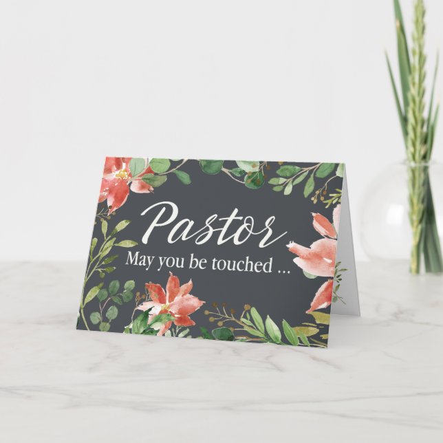 Välsigna pastor grönska och blomster ram kort (Framsida)