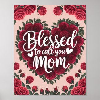 Välsignad att ringa dig Mamma Blommigt Heart poste Poster