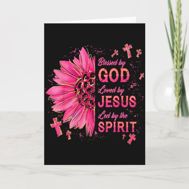 Välsignad Av Gud Älskad Av Jesus Solros Kristna  Kort (Framsida)