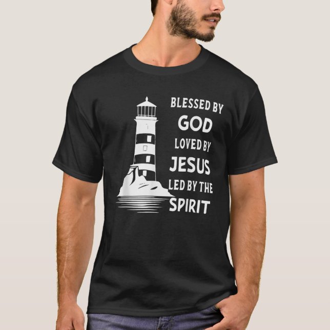 Välsignad av Gud älskad av Jesus som leds av Helig T Shirt (Framsida)