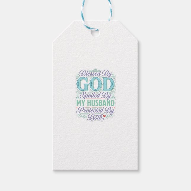 Välsignad Av Gud Bortskämd Av Min Make T-Shirt Des Presentetikett (Framsidan)