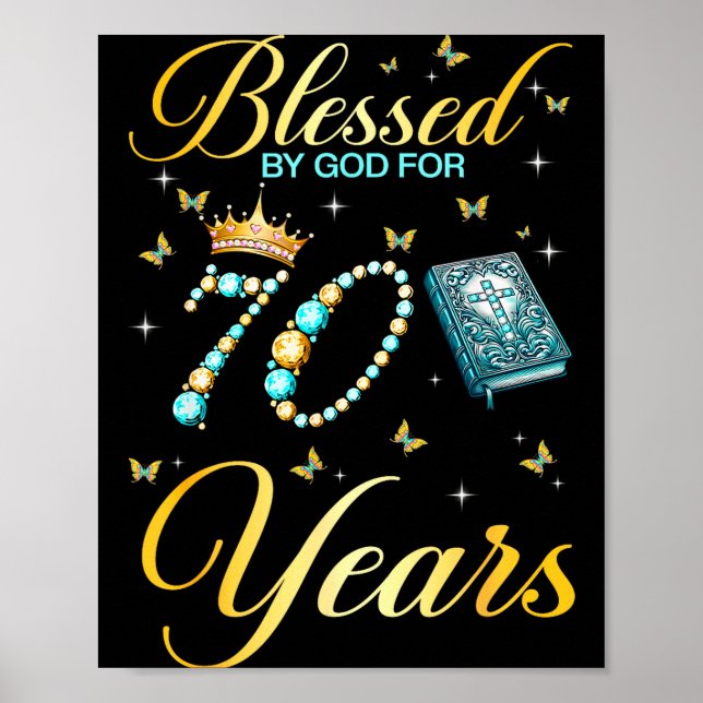Välsignad av Gud för 70 år gammal kristen födelsed Poster (Framsidan)