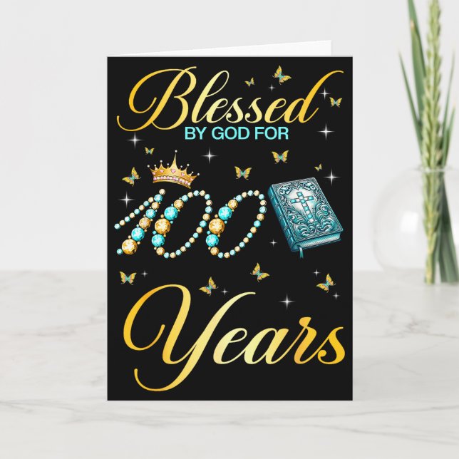 Välsignad av Gud i 100 år 100-årsdag Wo Kort (Framsida)