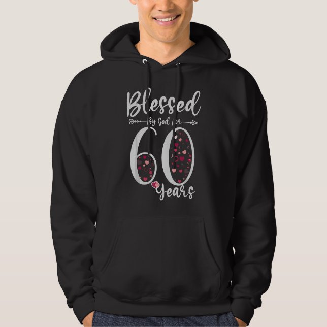 Välsignad av Gud i 60 år Födelsedagspresent 60 år Hoodie (Framsida)