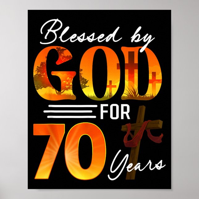 Välsignad av Gud i 70 år Gåva 70-årsdag Poster (Framsidan)