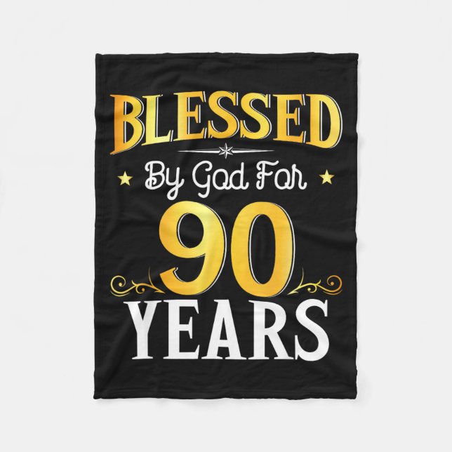 Välsignad av Gud i 90 år 90-årsdag män Kvinnor Fleecefilt (Framsidan)