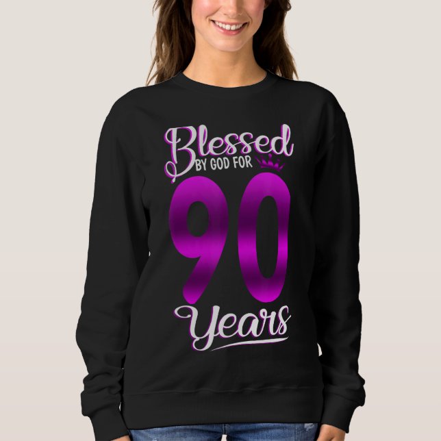 Välsignad av Gud i 90 år gammal 90:e födelsedagsko T Shirt (Framsida)