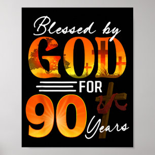 Välsignad av Gud i 90 år Gåva 90-årsdag Poster