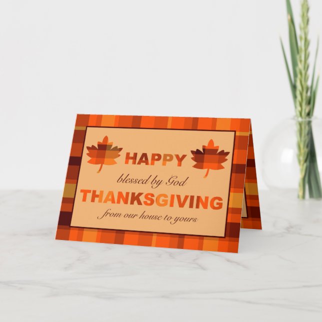 Välsignad av Gud tackkort för Thanksgiving Kort (Framsida)