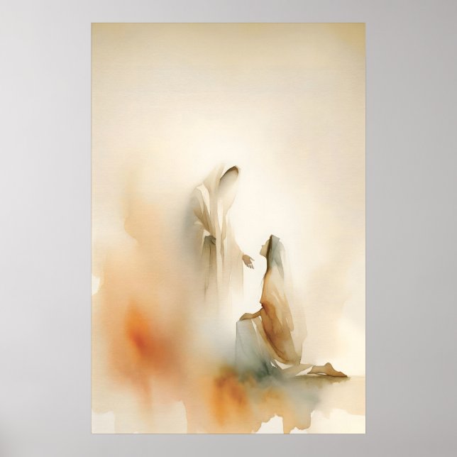 Välsignad av Jesus Minimalistisk akvarell Kristend Poster (Framsidan)