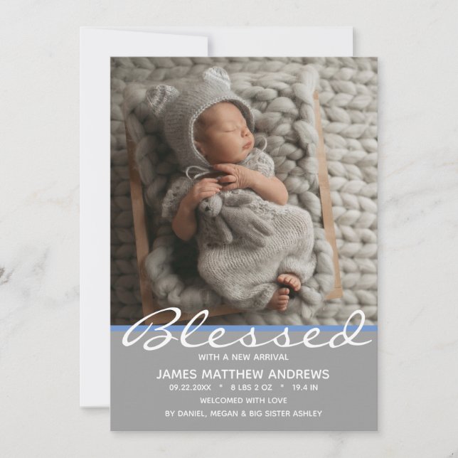 Välsignad Baby Rosa Heart Fotofödelse (Framsida)