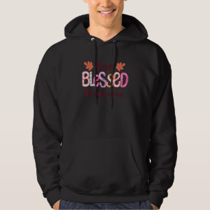 välsignad Bonus Mamma Leopard Messy Bun Sunglasses Hoodie
