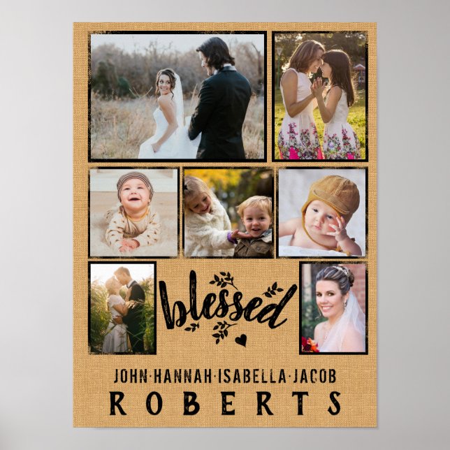 Välsignad Burlap Farmhouse 7-familjens fotosamling Poster (Framsidan)