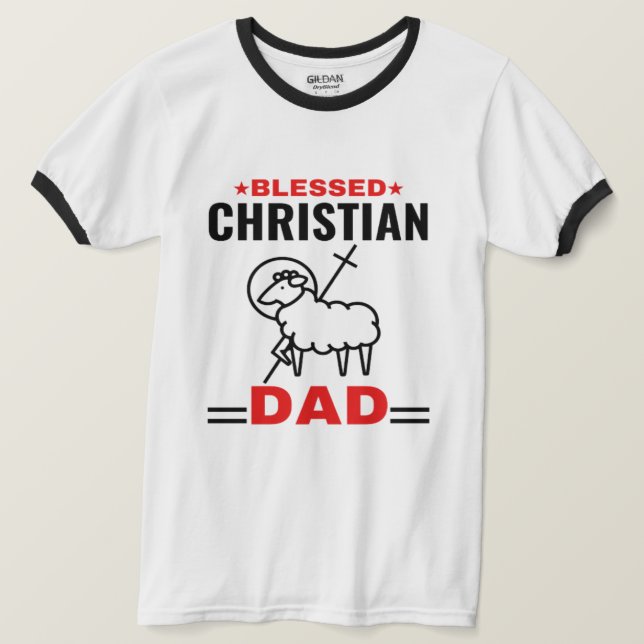 Välsignad Christian Pappa Basic Ringer T-Shirt (Design framsida)