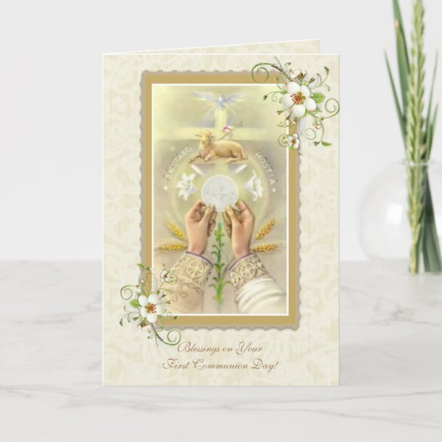 Välsignad Eucharist Första Heligan Communion kor/l Kort (Framsida)