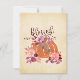 Välsignad - Fallhöst Höstpumpa med Rosa Blommor Julkort