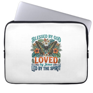 Välsignad fjäril kristen t-shirt design_1 laptop fodral