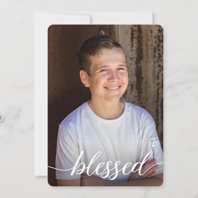 Välsignad förstaHeligans kommunison Boy Photo Tack Kort (Framsida)