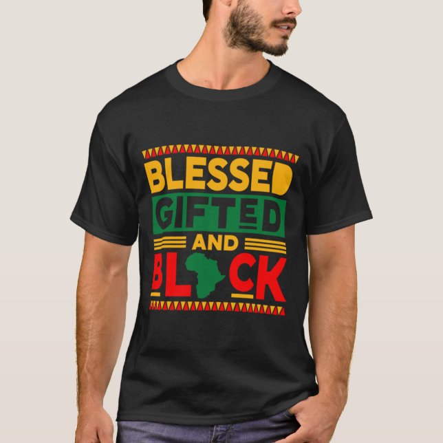 Välsignad Giftad och Black Melanin African America T Shirt (Framsida)