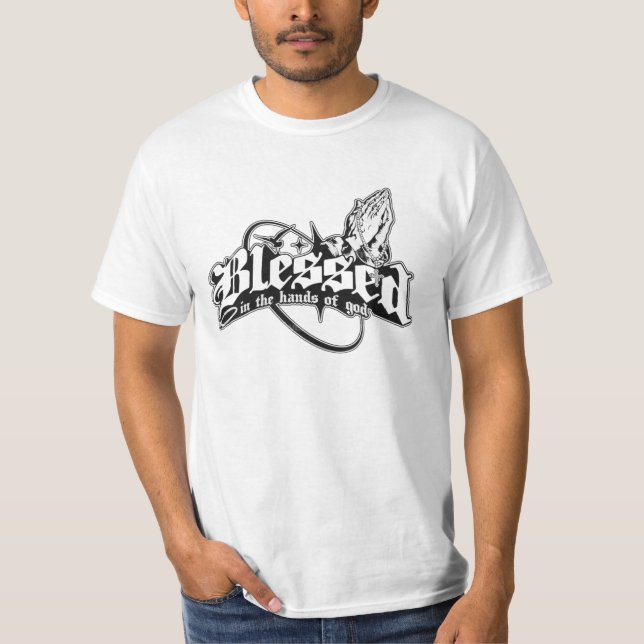 Välsignad i Guds händer T-shirt (Framsida)