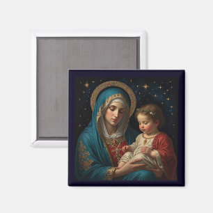 Välsignad Jungfru Mary och Jesus Nativitetshjul Magnet