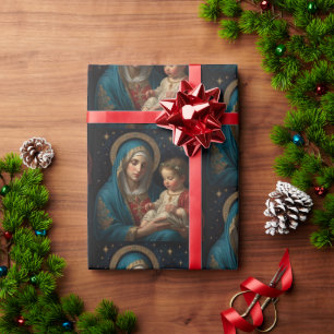 Välsignad Jungfru Mary och Jesus Nativitetshjul Presentpapper