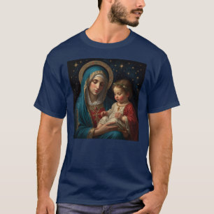 Välsignad Jungfru Mary och Jesus Nativitetshjul T Shirt