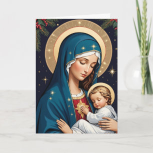 Välsignad Jungfru Mary Traditionell katolsk jul Kort