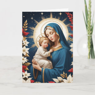 Välsignad Jungfru Mary Traditionell katolsk jul Kort