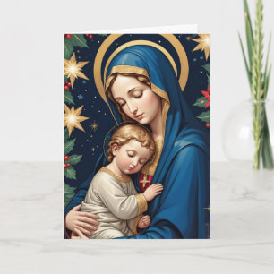 Välsignad Jungfru Mary Traditionell katolsk jul Kort