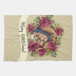 Välsignad jungfrulig blom- Mary Jesus jul Kökshandduk