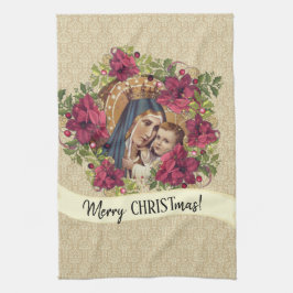 Välsignad jungfrulig blom- Mary Jesus jul Kökshandduk