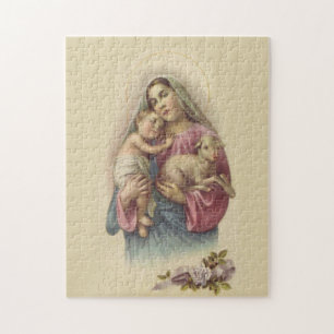 Välsignad jungfrulig Jesus för Mary morbaby Lamb Pussel