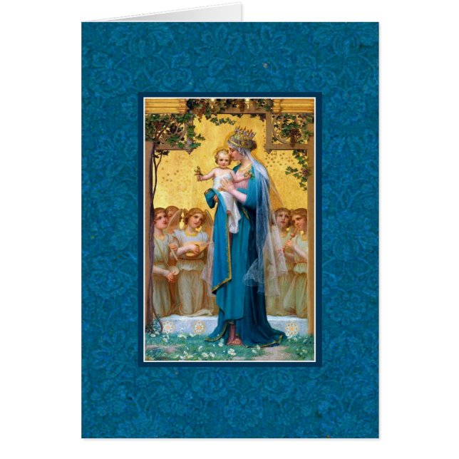 Välsignad jungfrulig katolsk Mary änglar Hälsningskort (Framsidan)