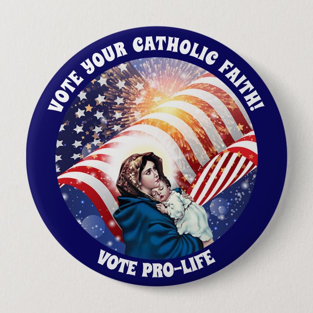 Välsignad jungfrulig Mary babyJesus amerikanska Knapp (Framsida)