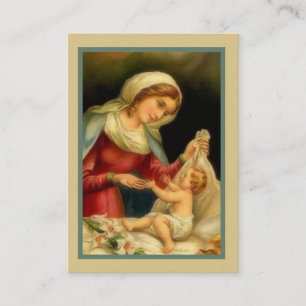 Välsignad jungfrulig Mary babyJesus Memorare bön Visitkort