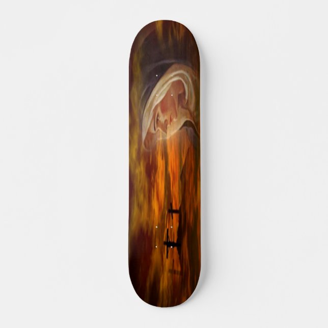 Välsignad jungfrulig Mary CalvarySkateboard Mini Skateboard Bräda 18,5 Cm (Framsida)