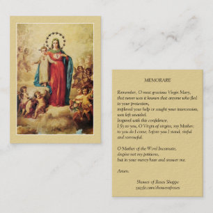 Välsignad jungfrulig Mary Jesus änglarMemorare b Visitkort