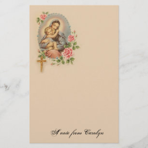 Välsignad jungfrulig Mary Jesus för katolik Brevpapper