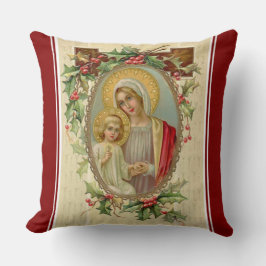 Välsignad jungfrulig Mary Jesus julvintage Kudde