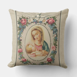 Välsignad jungfrulig Mary Jesus julvintage Kudde