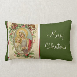 Välsignad jungfrulig Mary Jesus julvintage Lumbarkudde