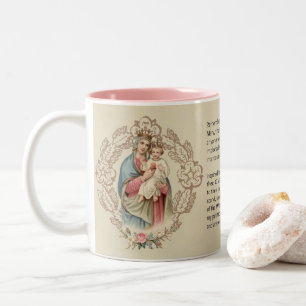 Välsignad jungfrulig Mary Jesus Memorare bön Två-Tonad Mugg