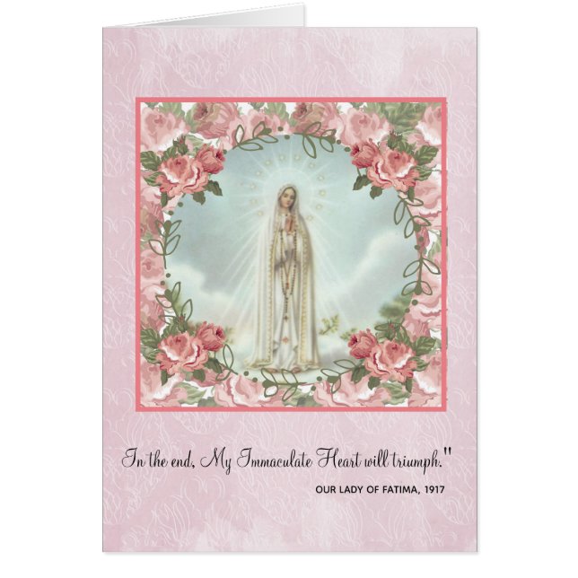 Välsignad jungfrulig Mary obefläckad hjärta Fatima Hälsningskort (Framsidan)